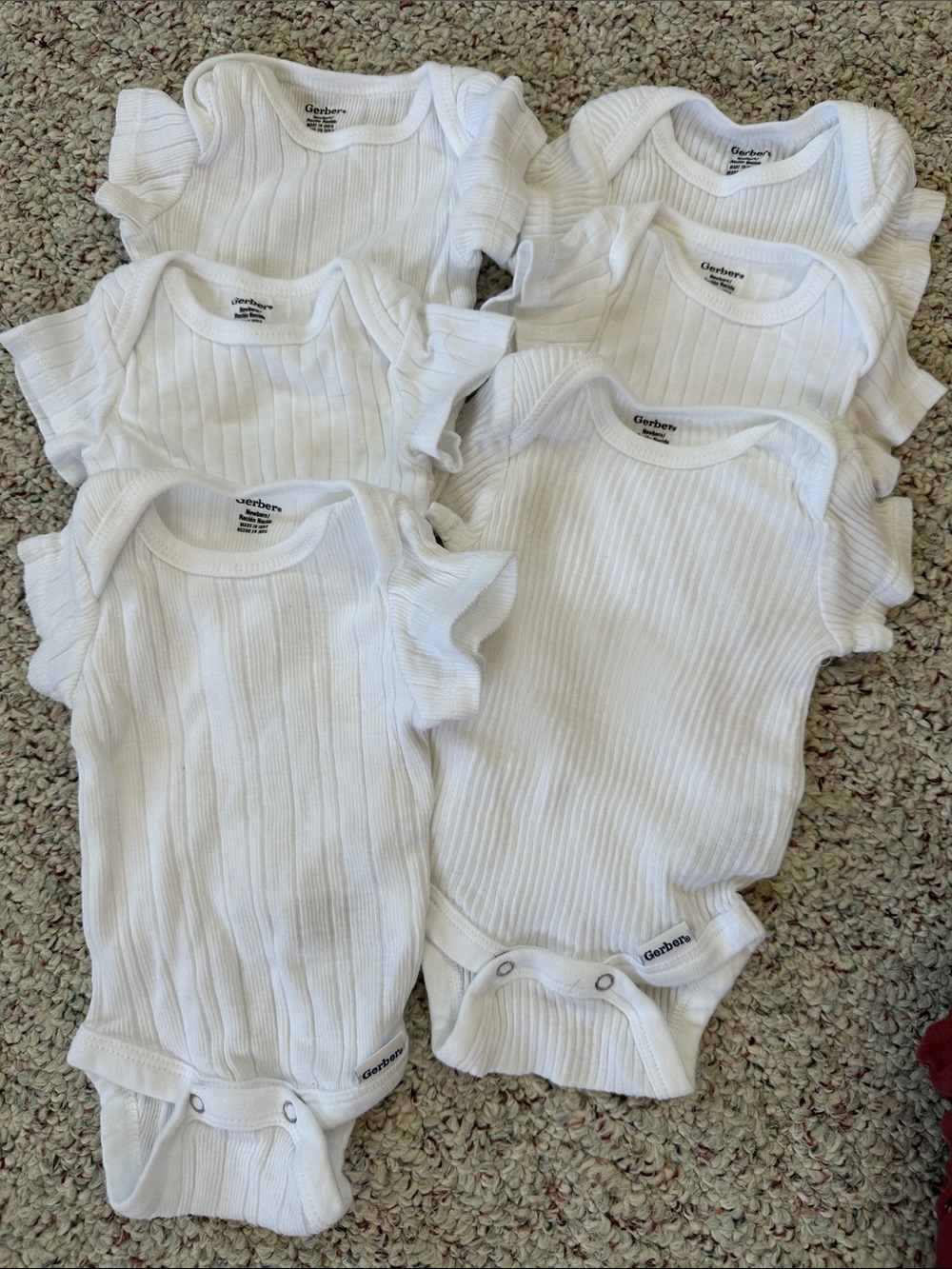 Gerber White Ribbed Baby One-Piece Bodysuits - Pack of 6